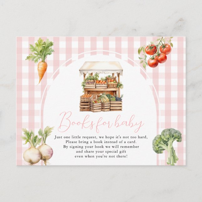 Postal Libros de mercado frescos rosas de producción loca (Anverso)