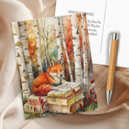 Postal Libros de zorro vintage rústico Bosque otoño