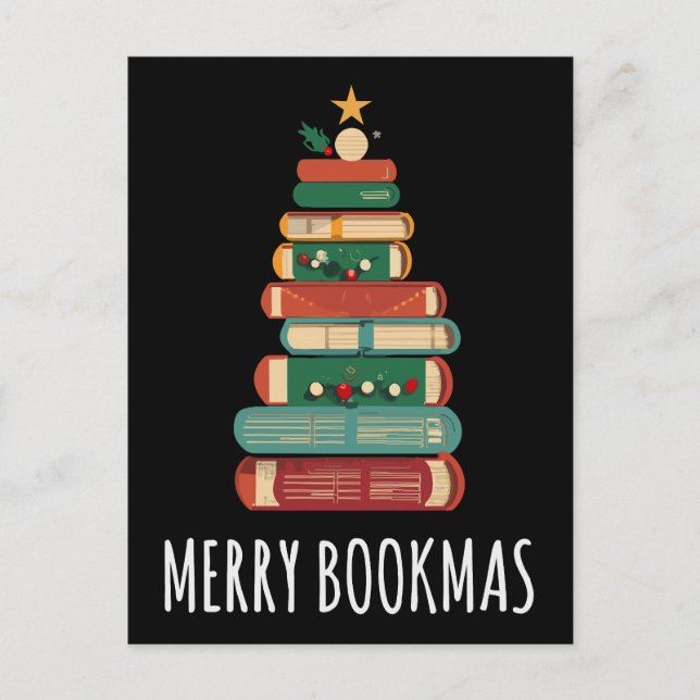 Postal Libros del Árbol de Navidad Merry Bookmas (Anverso)
