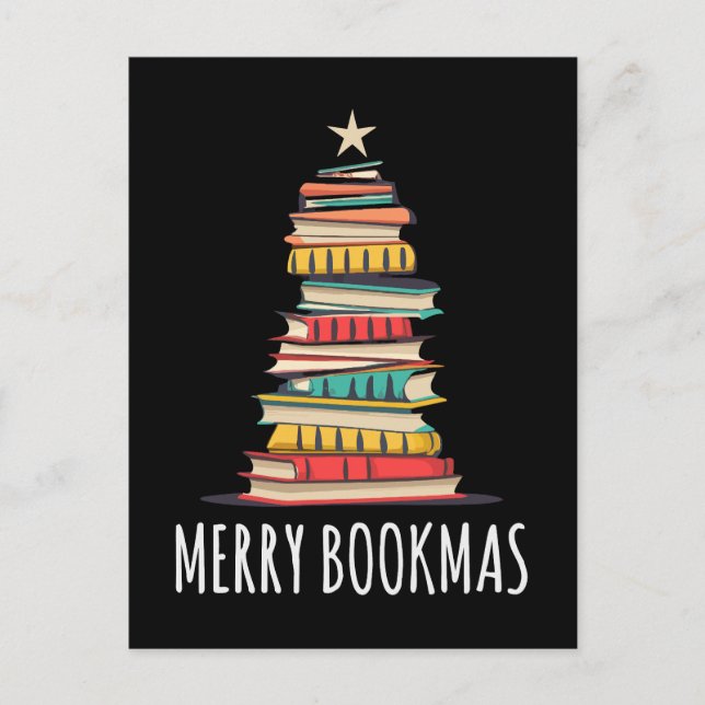 Postal Libros del Árbol de Navidad Merry Bookmas (Anverso)
