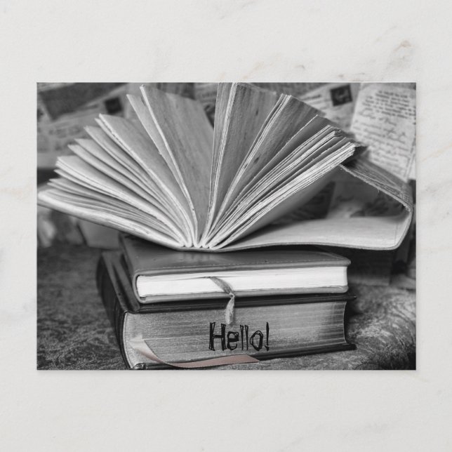 Postal Libros en blanco y negro (Anverso)