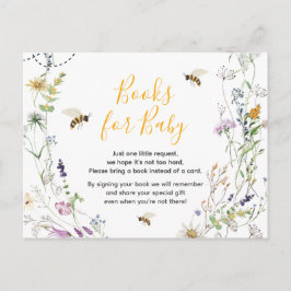 Postal Libros para baby shower de un pequeño bebé abeja d