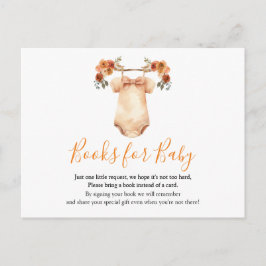 Postal Libros para bebé en la ducha floral al enamorarse 