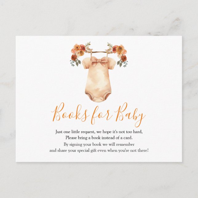 Postal Libros para bebé en la ducha floral al enamorarse  (Anverso)