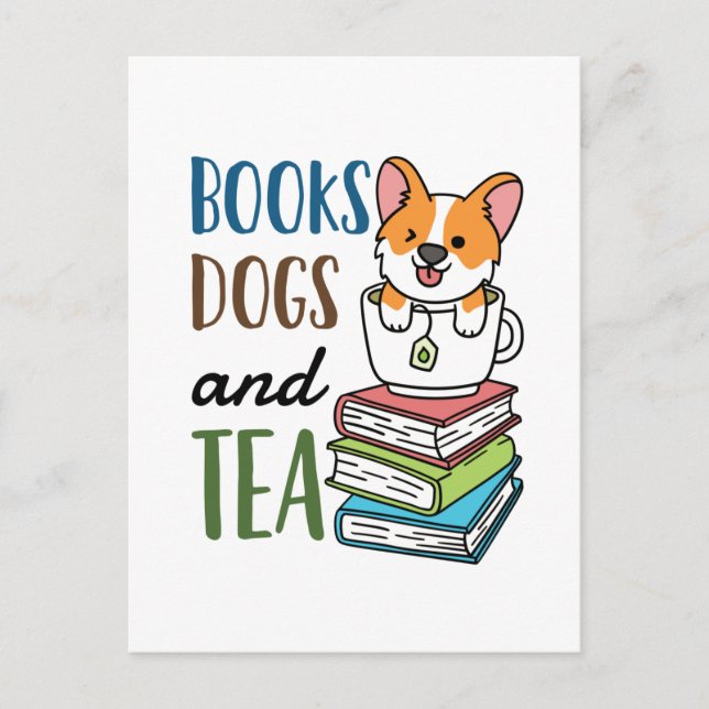 Postal Libros Perros y Té Fin de Semana de Lectura (Anverso)