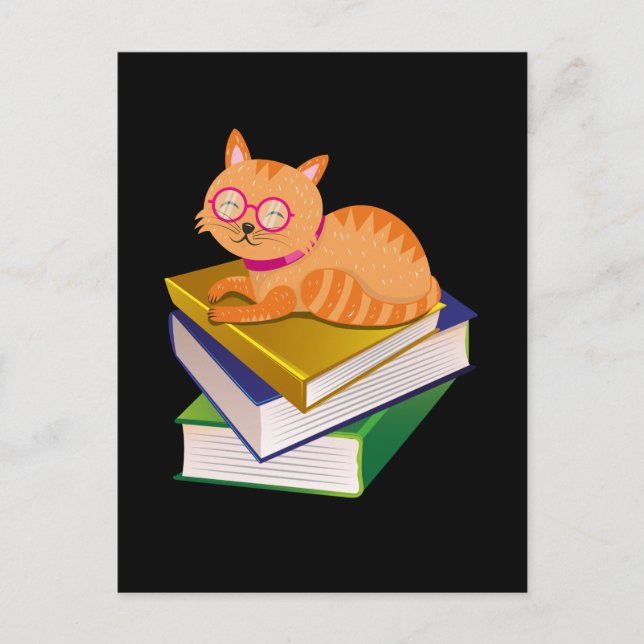 Postal Libros - Regalo de los libros y gatos (Anverso)