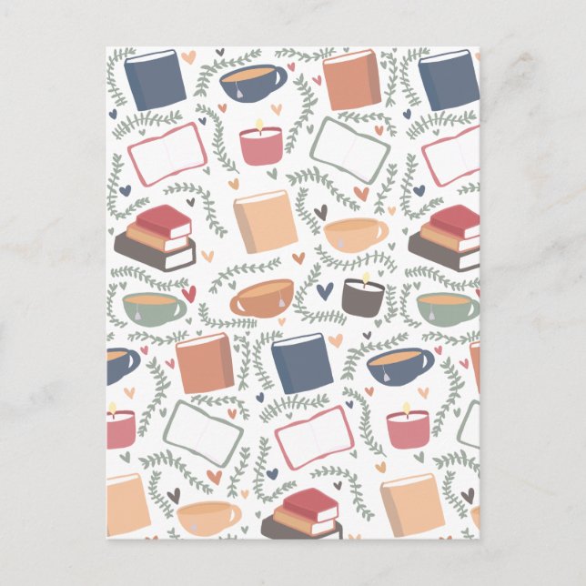 Postal Libros, Velas Y Té (Anverso)