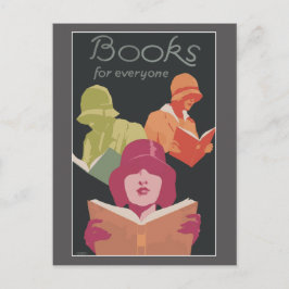 Postal Libros y lectura con mujeres del arte deco Postcar