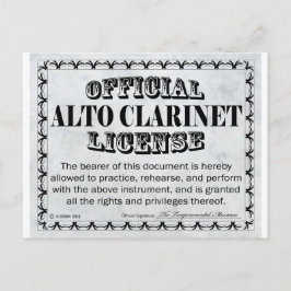 Postal Licencia Alto Clarinet