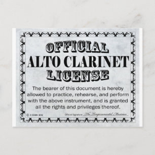 Postal Licencia Alto Clarinet