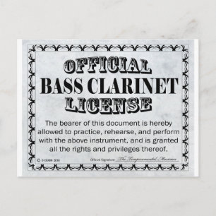 Postal Licencia Bass Clarinet