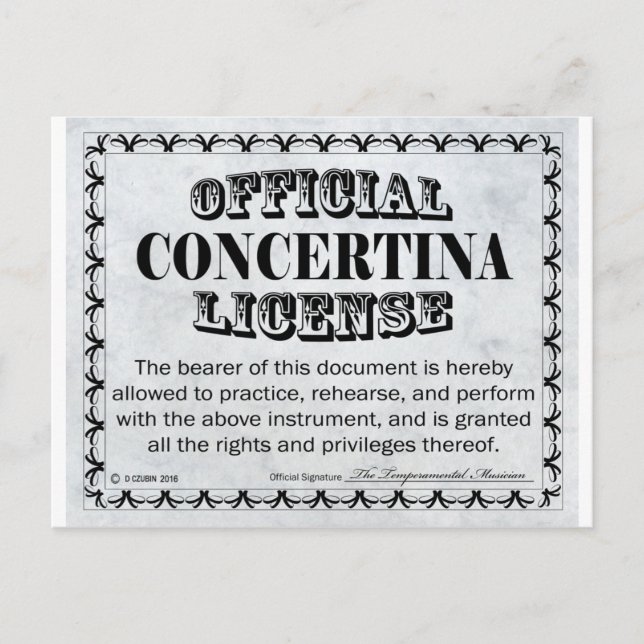 Postal Licencia Concertina (Anverso)