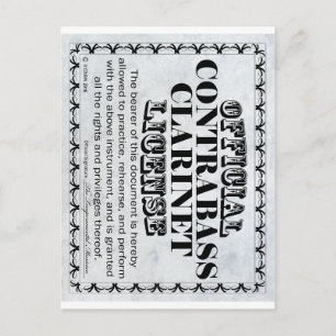 Postal Licencia Contrabass Clarinet
