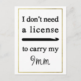 Postal Licencia Crochet Hook Faux Gold Border Crafting