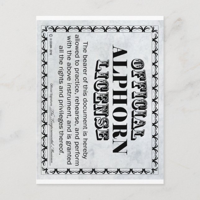 Postal Licencia de Alphorn (Anverso)