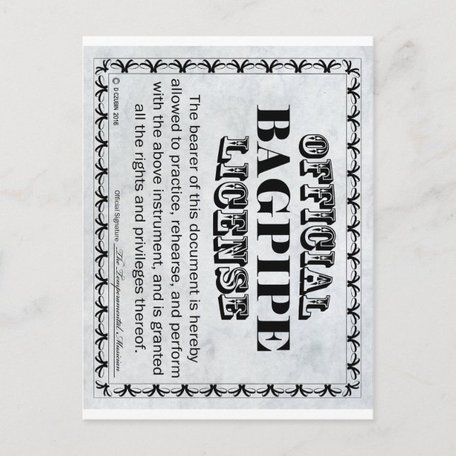 Postal Licencia de Bagpipe (Anverso)