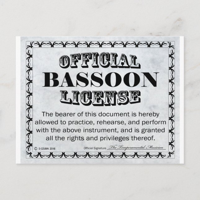Postal Licencia de Bassoon (Anverso)