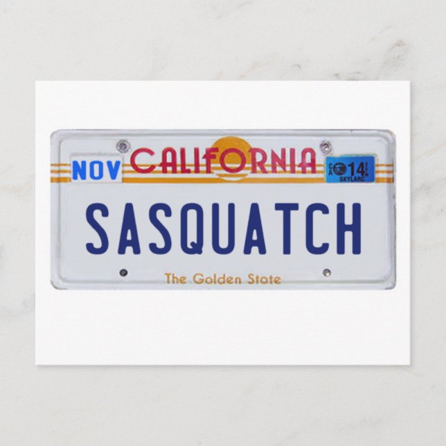 Postal Licencia de California Sasquatch (Anverso)