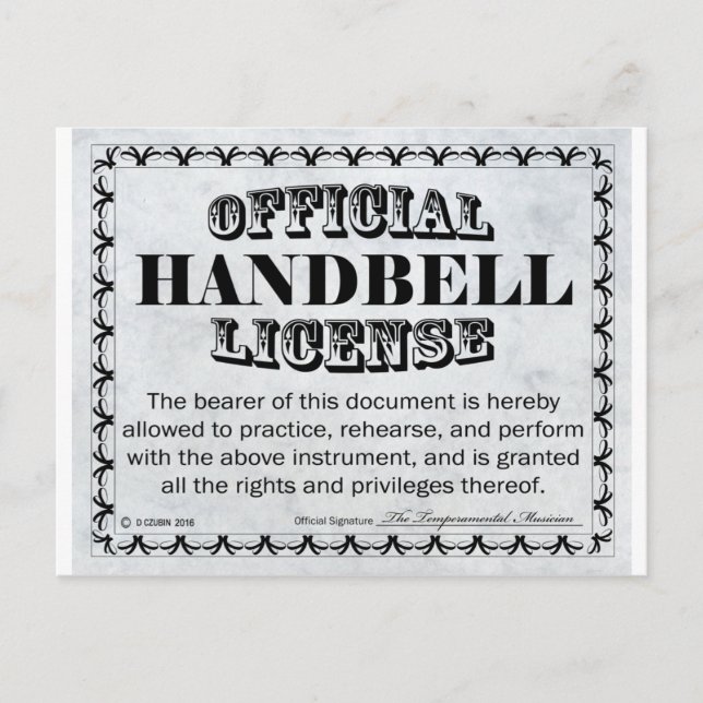 Postal Licencia de Handbell (Anverso)
