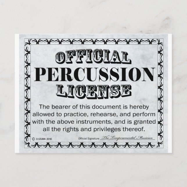 Postal Licencia de Percusación (Anverso)