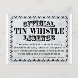 Postal Licencia de Silbato de Tin