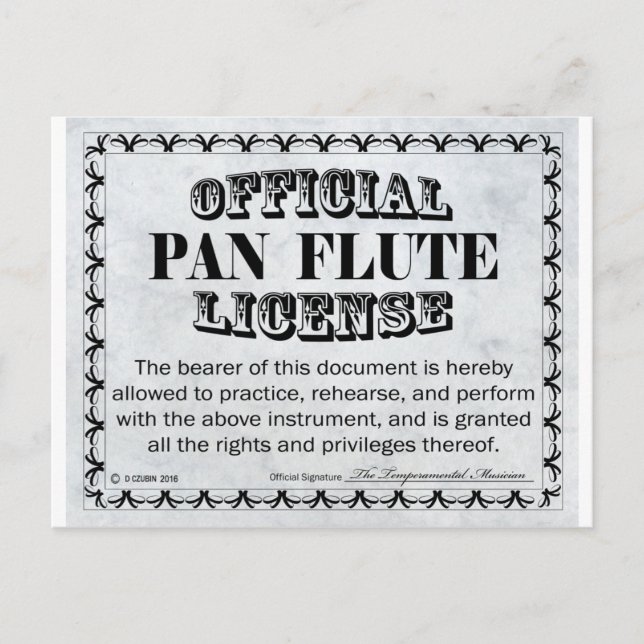 Postal Licencia Pan Flute (Anverso)