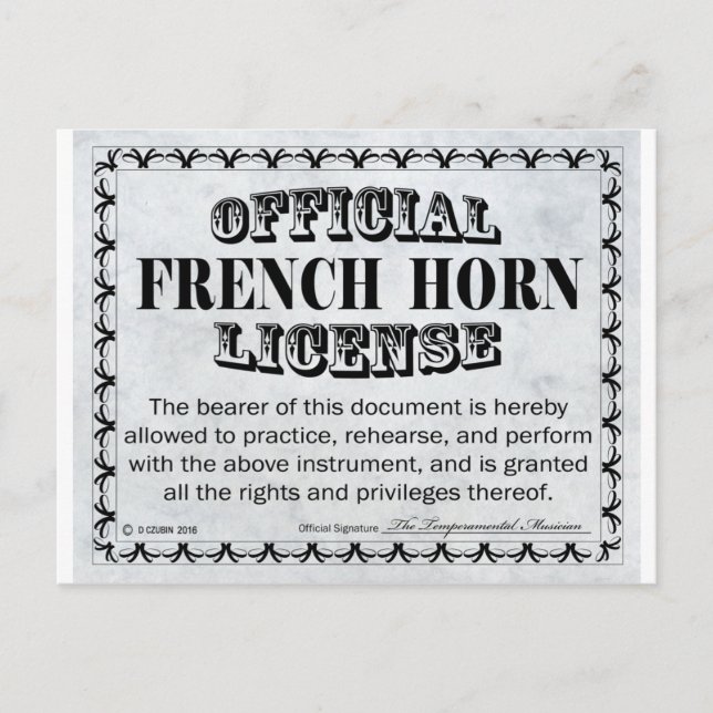 Postal Licencia para el Cuerno de Francia (Anverso)