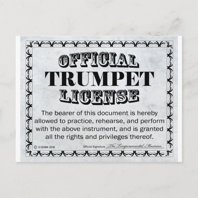 Postal Licencia Trumpet (Anverso)