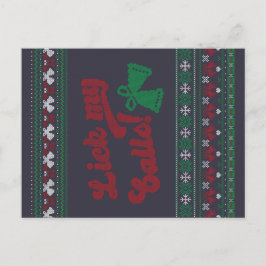 Postal Lick verde rojo mis bolas Navidades feos