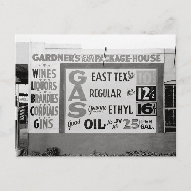 Postal Licores y Gasolina con Descuento, 1939 (Anverso)