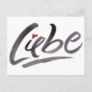 Postal Liebe Love Heart Calligraphy German Lettering