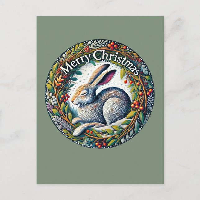 Postal Liebre de Navidad Feliz                            (Anverso)