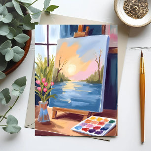 Postal Lienzo de artista   Pintura de acuarela pastel