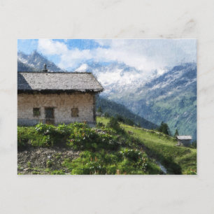 Postal Lienzo de pintura al óleo de tierras agrícolas del