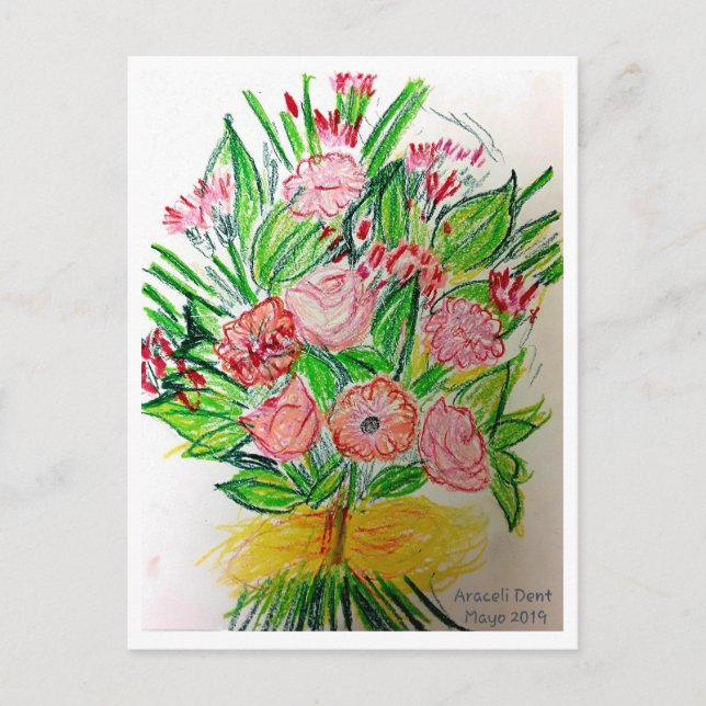 Postal Lienzo Envuelto Premium (Brillo) Gerberas (Anverso)