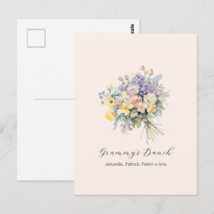Postal Lienzo personalizado de flores para abuela de sus 