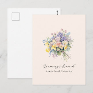 Postal Lienzo personalizado de flores para abuela de sus 