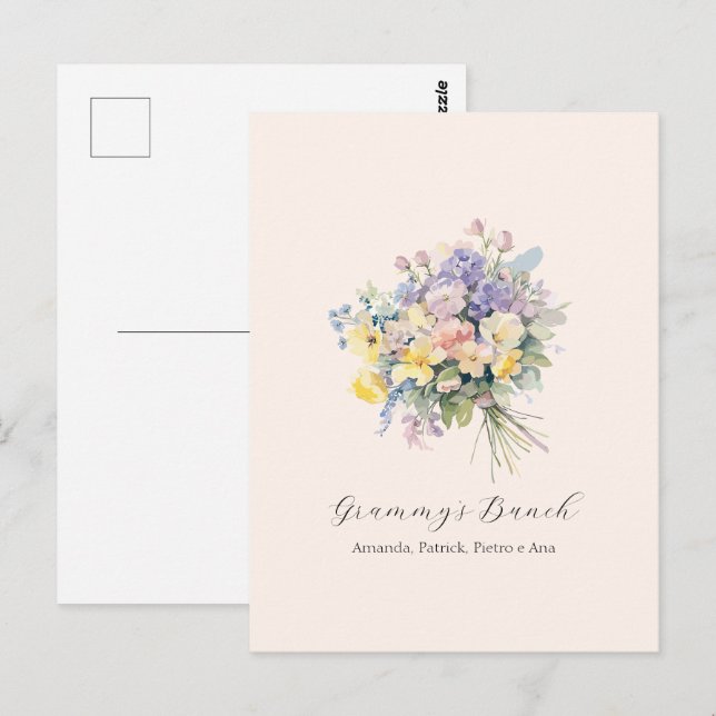 Postal Lienzo personalizado de flores para abuela de sus  (Anverso / Reverso)