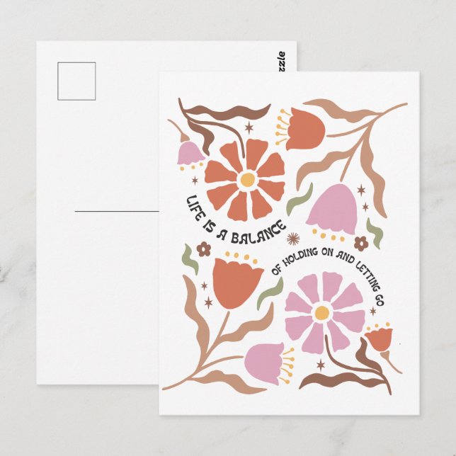 Postal Life Is A Balance Of Holding Boho Wildflower Quote (Anverso / Reverso)