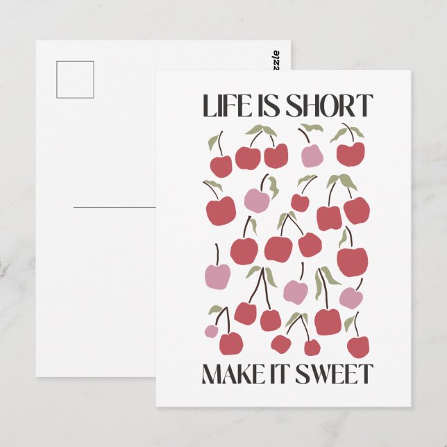 Postal Life Is Short Make It Sweet Quote Boho Wildflower  (Anverso / Reverso)
