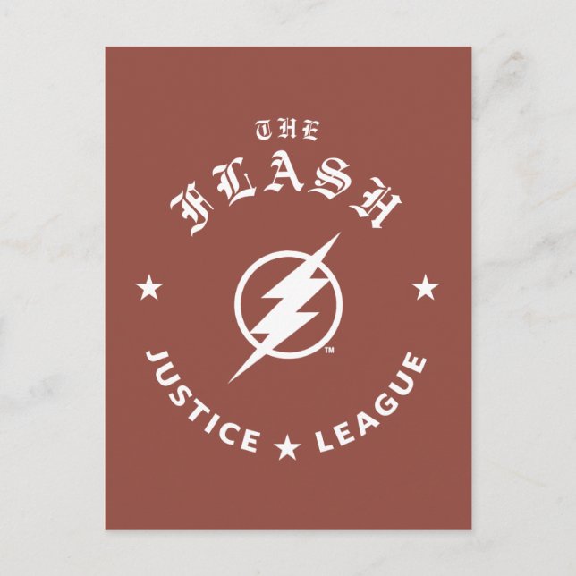 Postal Liga de la Justicia | Emblema Relámpago Flash Retr (Anverso)