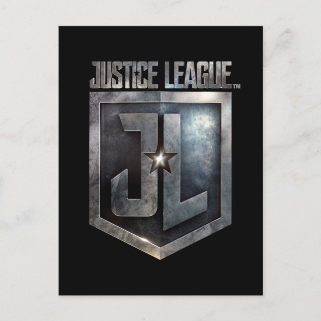 Postal Liga de la Justicia | Escudo JL metálico (Anverso)