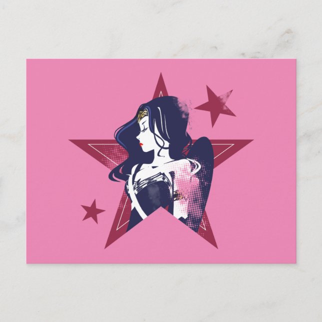 Postal Liga de la Justicia | Mujer Maravilla y arte pop d (Anverso)