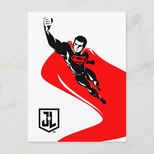 Postal Liga de la Justicia | Superman Flying Noir Pop Art (Anverso)