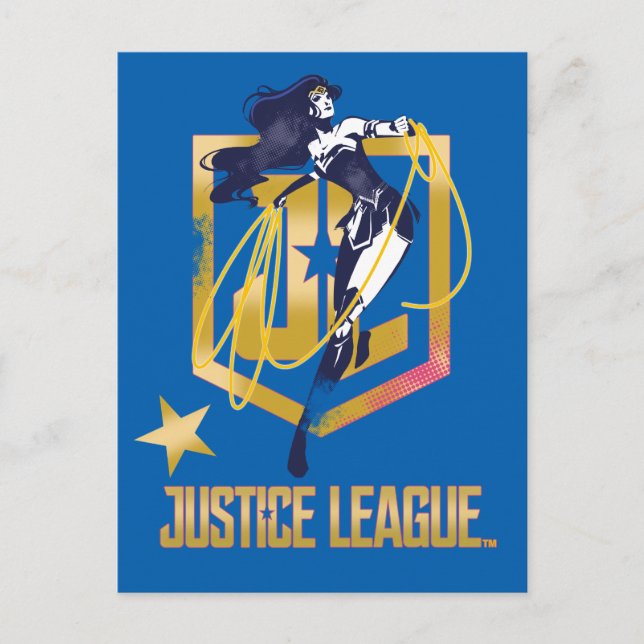Postal Liga de la Justicia | Wonwoman JL Logo Pop Art (Anverso)