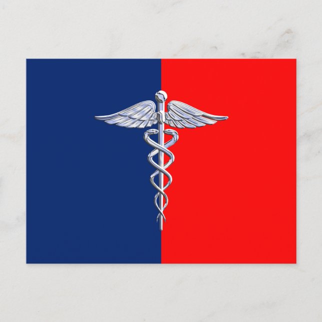 Postal Liga de Simbolos Médicos de Plata Caduceus (Anverso)