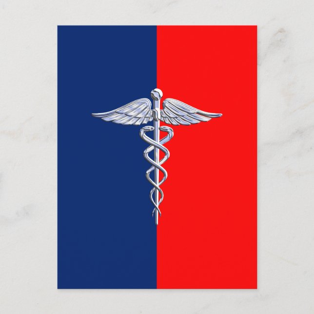 Postal Liga de Simbolos Médicos de Plata Caduceus (Anverso)