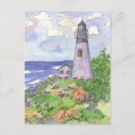Postal Lighthouse Ocean Flower Meadow