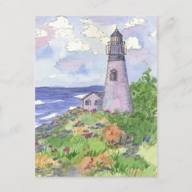 Postal Lighthouse Ocean Flower Meadow (Anverso)