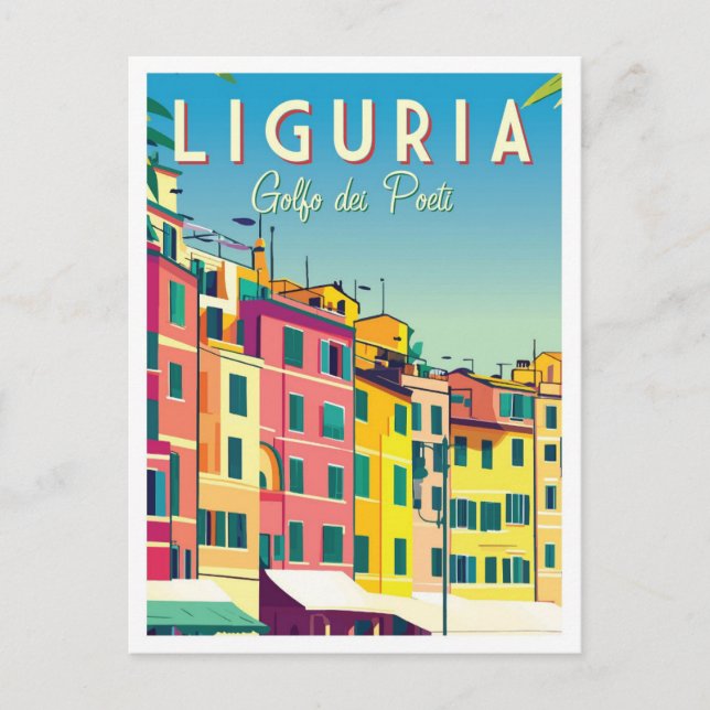 Postal Liguria Italia Artwork Travel Place Ilustracion (Anverso)